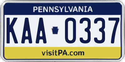 PA license plate KAA0337
