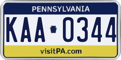 PA license plate KAA0344