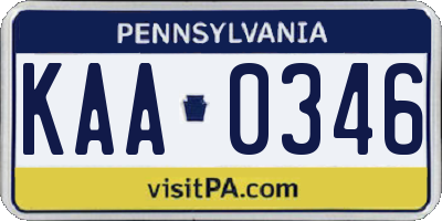 PA license plate KAA0346