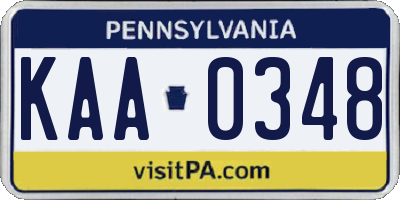 PA license plate KAA0348