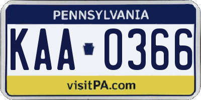 PA license plate KAA0366