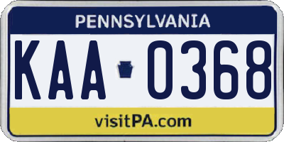 PA license plate KAA0368