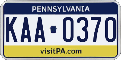 PA license plate KAA0370