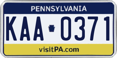 PA license plate KAA0371