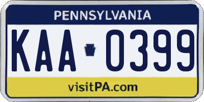 PA license plate KAA0399