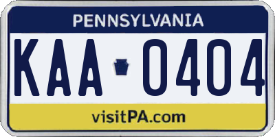 PA license plate KAA0404
