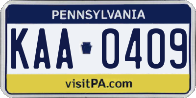 PA license plate KAA0409