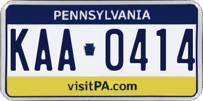 PA license plate KAA0414