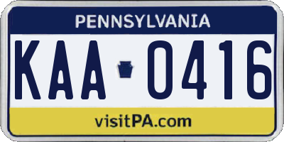 PA license plate KAA0416