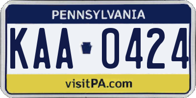 PA license plate KAA0424