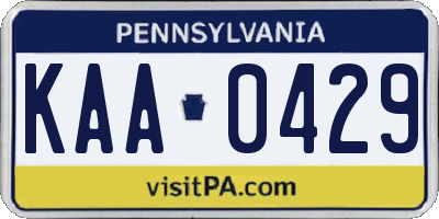PA license plate KAA0429