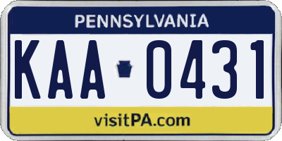 PA license plate KAA0431