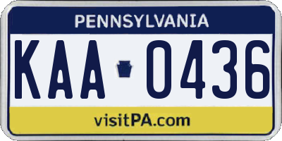 PA license plate KAA0436