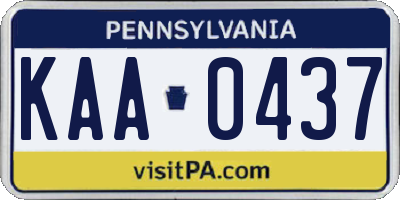 PA license plate KAA0437