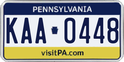 PA license plate KAA0448