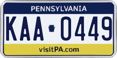 PA license plate KAA0449