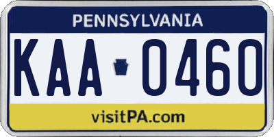 PA license plate KAA0460