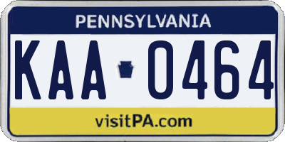 PA license plate KAA0464