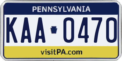 PA license plate KAA0470