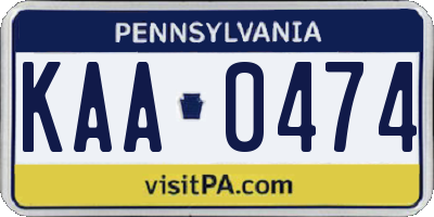 PA license plate KAA0474