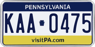 PA license plate KAA0475
