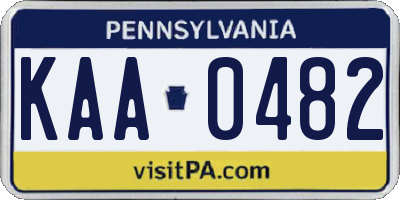 PA license plate KAA0482