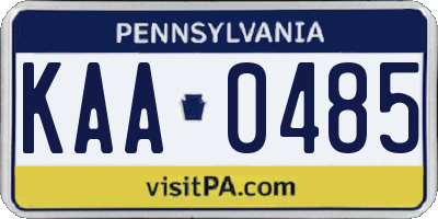 PA license plate KAA0485