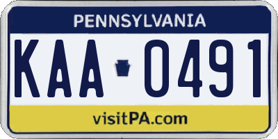 PA license plate KAA0491