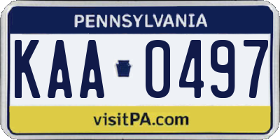 PA license plate KAA0497