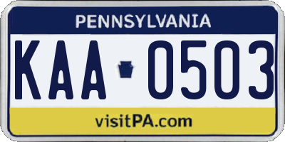 PA license plate KAA0503