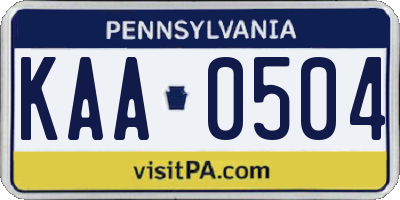 PA license plate KAA0504