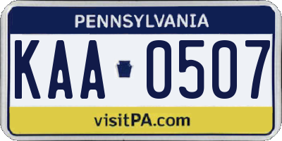 PA license plate KAA0507