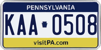 PA license plate KAA0508