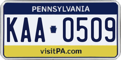 PA license plate KAA0509