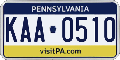 PA license plate KAA0510