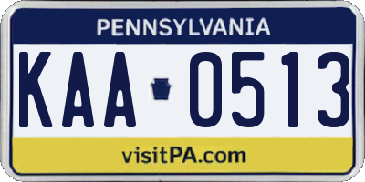 PA license plate KAA0513