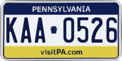 PA license plate KAA0526