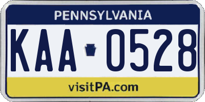 PA license plate KAA0528