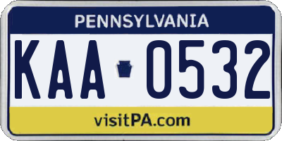 PA license plate KAA0532