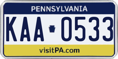 PA license plate KAA0533