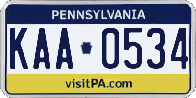 PA license plate KAA0534