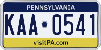 PA license plate KAA0541