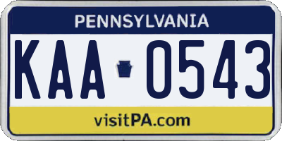 PA license plate KAA0543