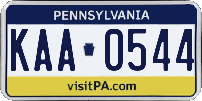 PA license plate KAA0544