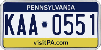 PA license plate KAA0551