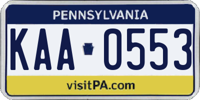 PA license plate KAA0553