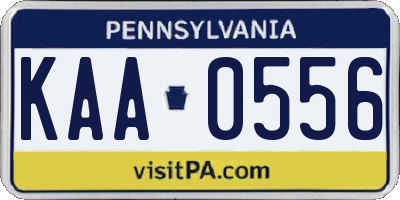 PA license plate KAA0556