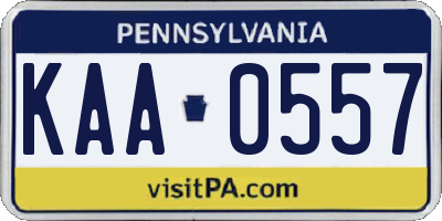 PA license plate KAA0557