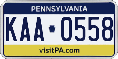 PA license plate KAA0558