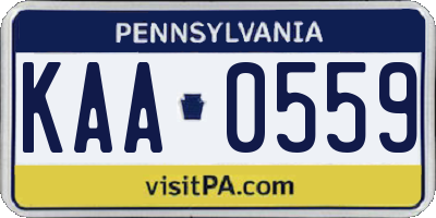 PA license plate KAA0559